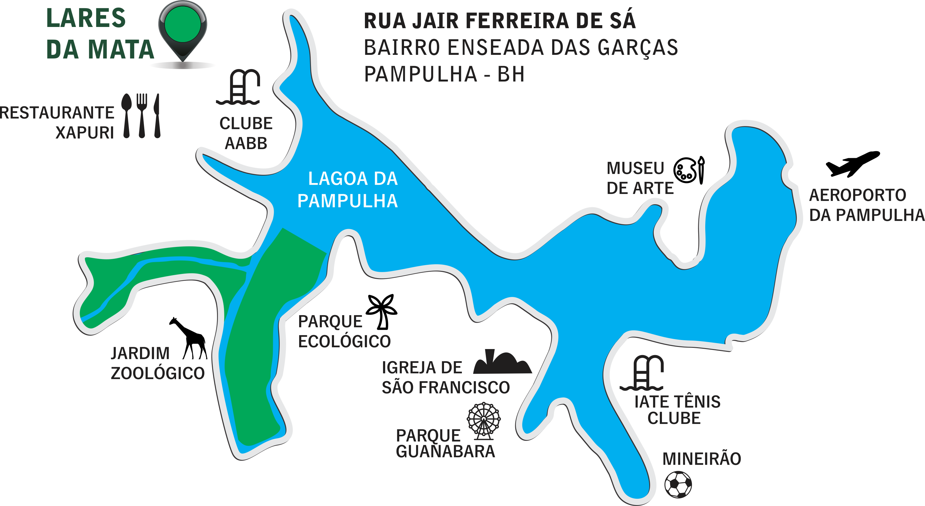 Mapa de localização do Condomínio Lares da Mata na Pampulha